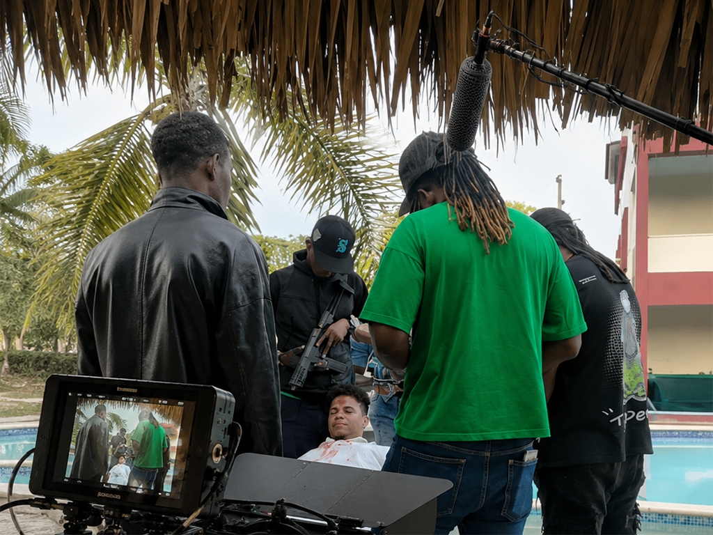 Detrás de escenas de la producción del filme.